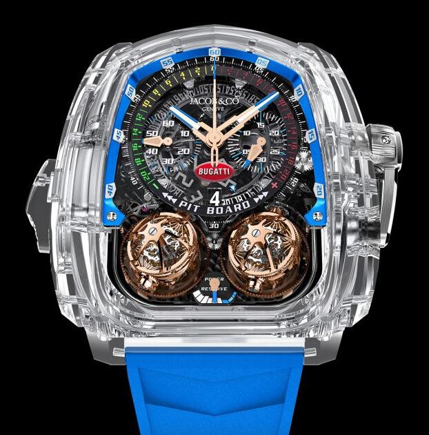 Jacob & Co. TWIN TURBO FURIOUS BUGATTI SAPPHIRE CRYSTAL BLUE INNER RING Watch Replica TT220.80.AA.AB.A Jacob and Co Watch Price